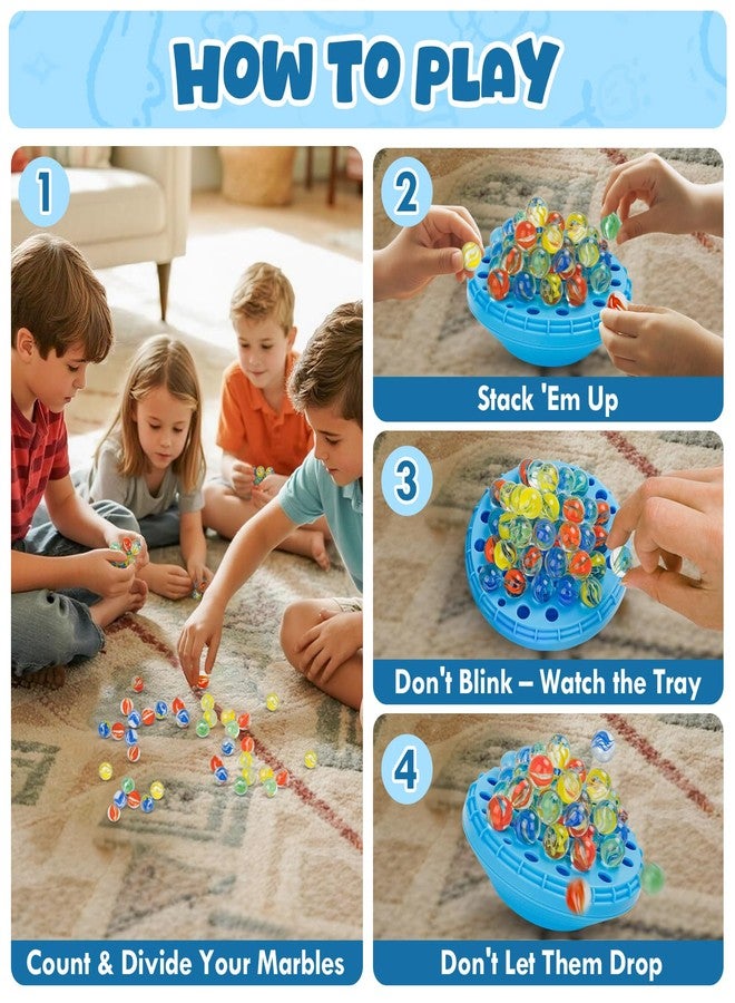 INKZOO Marble Balance Game, Wobble Marble Stacking Game for Kids 6+, Family Games for Kids and Adults with Built-in Storage, Marbles Board Game for 1-4 Players, Fun Birthday Party Games Toys - Image 4
